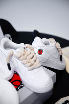 Custom White Nike Air Force 1s- RED BUTTONS (Womens)